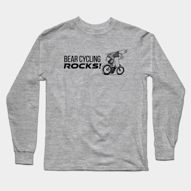 Bear Cycling Rocks with rocking finger sign riding bicycle very fast Long Sleeve T-Shirt by ActivLife